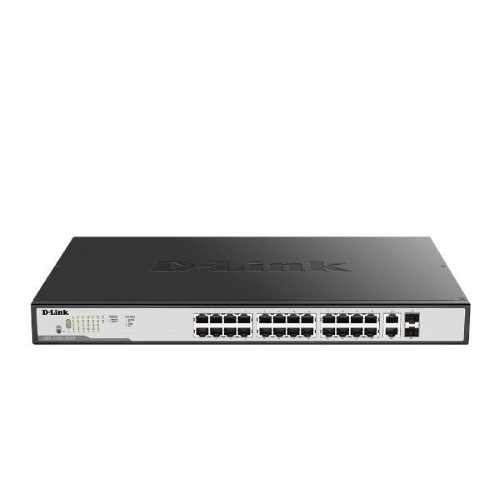 D-Link DGS 1100-26MPV2 - Switch - intelligente - 24 x 10/100/1000 (PoE+) + 2 x combo Gigabit SFP - montabile su rack - PoE+ (370 W)